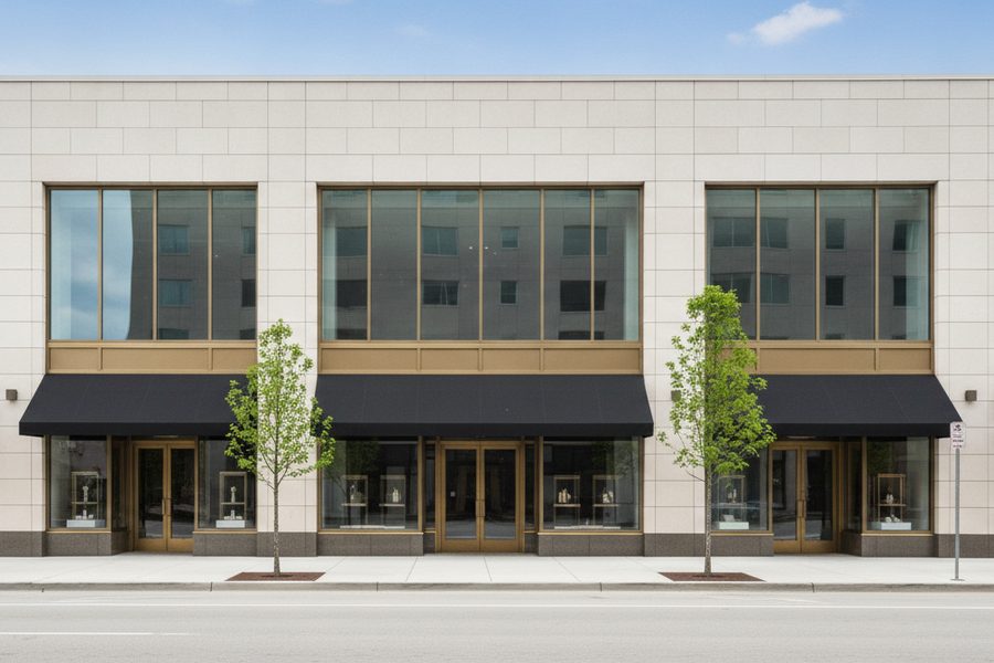 A downtown commercial building
